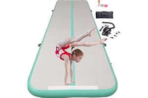 RISINGUKST Tappetino da Ginnastica 3 m / 4 m / 5 m / 6 m Tappetino Ginnastica Artistica da casa 10cm/20cm Spessore Gonfiabile Artistica Air Track Tappetino da Allenamento con Pompa Elettrica