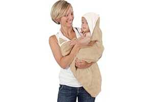 Cuddledry Hands Free Baby Bath Towel | Luxuriously Soft Bamboo & Cotton Hooded Baby Towel | Apron Towel for Safe Babies Bathtime | Perfect Newborn Gift | Oatmeal