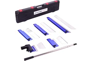 BHTOP Drywall Tools Skimming Blade with Extension Handle - 7", 10" 14“ 16” & 24" Blades Extruded Aluminum 301 Stainless Steel Construction Tools End Caps, Wall-Board with 0.5mm&0.35mm Thickness Blue