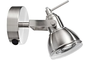 Unique Industrial Designed Satin Nickel Switched Wall Spot Light by Happy Homewares