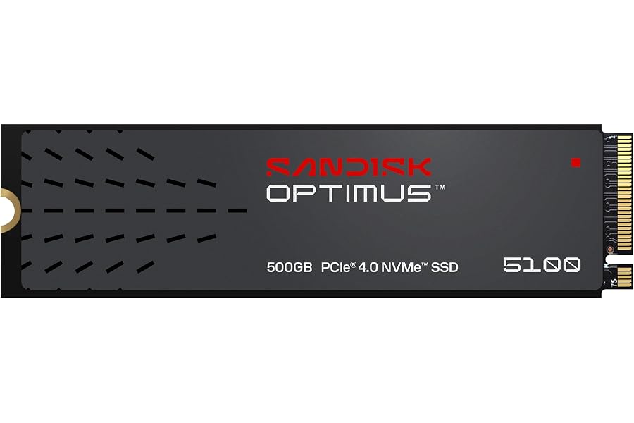 Amazon listing image: SANDISK Optimus™ 5100 NVMe™ SSD, 500GB, Upto 6600MB/s R, 5600MB/s W, 5Y Warranty, PCIe Gen…