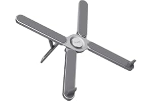 Trust Macy Soporte Portátil Plegable 17.3", Elevador Portatil Trabajo Ergonómico, 7 Niveles de Altura, Soporte Ordenador Portátil Aluminio para Macbook Pro Oficina Tablet Lenovo HP DELL, Gris