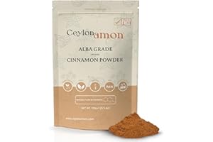 Ceylonamon Alba Grade Ceylon Cinnamon Powder, Organic Ground Cinnamon, 100g True Cinnamon Powder - Non-GMO and Vegan, Raw and Allergen-Free - 3.5oz
