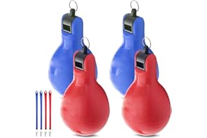 Sporgo Lot de 4 sifflets à main : sifflets de sport avec cordon tour de cou, sifflets à main pour cours de sport, sifflets d'urgence pour arbitre, professeur de sport, dresseur de chien, accessoires
