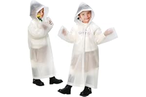 ANYOO Poncho de Pluie Imperméable pour Enfants, Lot de 2 Manteaux de Pluie à Capuche avec Manches Longues pour Garçons et Filles pour Taille Enfants 100-150 cm Randonnée, Camping, Voyage