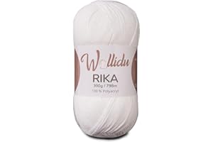 ‎WOLLIDU Wollidu Rika Garn zum Häkeln und Stricken 300g / 798m Strickgarn 100% Polyacryl Häkelgarn Weiß