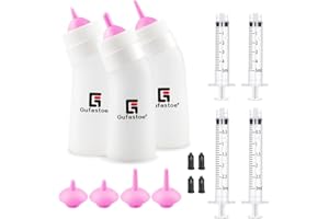 Gufastoe Haustier Aufzuchtflasche, Kätzchen Welpen-Fütterungsflaschen Welpen Flaschen für Still Kit, mit Fütterungsnippel und Spritzen für Welpen Hund Katze oder andere Haustiere,15 Stück Rosa