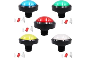 VOANZO 5 x 12V LED Pulsanti Illuminati Pulsante Invio Grande Pulsante Grande a 5 Colori per Arcade Pop's Music DJ Dance Machine - Diametro 60 mm