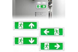 ASFRODE Éclairage de secours LED à lumière continue éclairage de secours éclairage de secours panneau lumineux de sortie de secours avec batterie de secours 3h et 4 pictogrammes de sortie de secours idéal