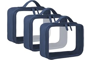 ANRUI 3 Piezas Neceser de Aseo Transparente, TSA Neceser Viaje Avion para Transportar Líquidos, Bolsa de Aseo, Bolsa de Cosméticos para Mujeres y Hombres