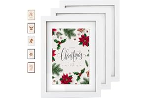 RIEEYRSLZA Rieeryslza Juego de 3 Marcos de Fotos A4 Marco de Madera con Vidrio Acrílico Inastillable Portafotos de Madera Minimalistas Clásicos para Decoración del Hogar (Blanco o2)