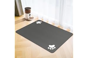 SOLIC Tapis d'alimentation pour Animaux de Compagnie,Absorbant,antidérapant,séchage Rapide,Tapis d'alimentation antidérapant,Tapis pour Nourriture de Chien et Chat (Gris Foncé, 40x60cm)