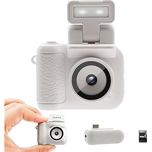 Mini Digital Camera with 1.4 in LCD Screen 1080P 32GB Card Charging Base Monoreflexes Shaped CMOS Small Compact Portable Video Recorder Easy to Operate (White)