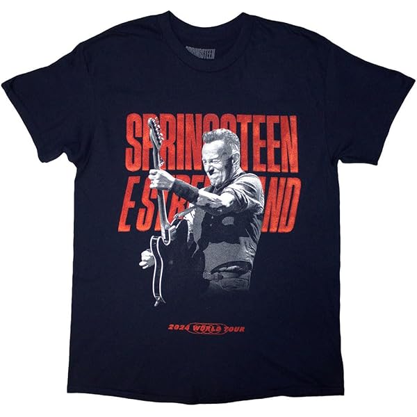 T-shirt Officiel Bruce Springsteen The River - Coupe Ample, 100% Coton Noir, Marque Gildan - Neuf Avec étiquettes