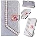 Produktbild 6City8Ni Pocket BookStyle Flip für Huawei P30 Pro,Folio Wallet Ledertasche Funkeln Bling Glitzer Diamant Loves Slim Leder Hülle Schutzhülle Scratch Bumper Stand Card Slots Shell Magnetverschluß Etui