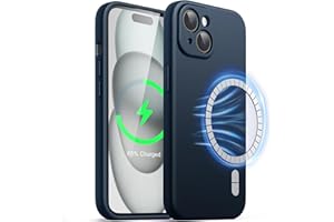 ‎JETECH JETech Magnetyczna Silikonowy Etui dla iPhone 15 6,1 Cala, Kompatybilny z MagSafe, Case ze Obiektyw Aparatu Pełny Ochrona (Granatowy)