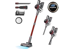 YISORA Aspirapolvere Senza Fili 30KPa, Aspirapolvere Senza Fili Mantiene casa, Autonomia 55 Minuti, Batteria Rimovibile, Aspirapolvere spazzola elettrica per Moquette/Peli di Animali Domestici/Pavimenti