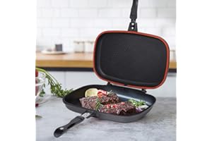 JANZOOM Padella, ribaltabile antiaderente su entrambi i lati Utensile da cucina per barbecue Pentole Stufa Grill Pentole Padella a induzione con manico antiscottatura