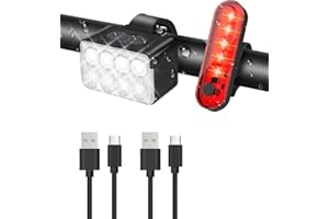 ArkCamp Bike Lights Front And Back, 2-8 LEDs Bright Super Bright Bike Light, 15H Long Battery Life Bicycle Lights, 4-6 Modes USB C Rechargeable, Waterproof IPX6 LED Rear Taillight With Memory