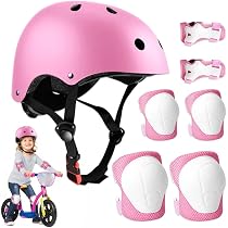 Kit Protection Enfant 7 En 1 - Casque, Genouillères, Coudières, Protège-poignets - Pour Roller, Vélo, Skate (3-10 Ans)