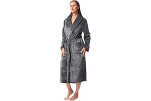 Vislivin Fluffy Bathrobe for Women Soft Fleece Dressing Gown Ladies Warm Loungewear Robe