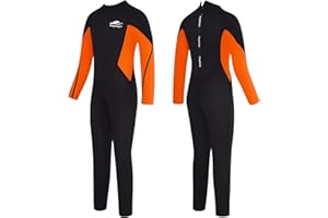 Gogokids Trajes de neopreno para niños de 3 mm de neopreno térmico, traje de buceo de una pieza, traje de baño de snorkeling, protección UV 50+