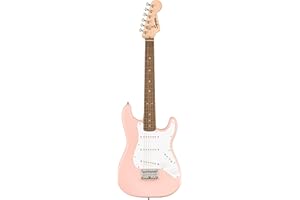 Fender Squier Mini Stratocaster, Chitarra Elettrica, Pink Shell, Chitarra Ideale per Principianti, Include lezioni virtuali gratuite su Fender Play