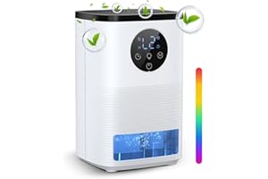 APTORLTY Dehumidifier for Home, 1.6L（54.11 oz) Dehumidifiers for Drying Clothes 2 Mode Auto Shut Off & 24H Timer Touch Control 7-Color Lights Quiet Dehumidifier for Bedroom Bathroom Basements Closet RV