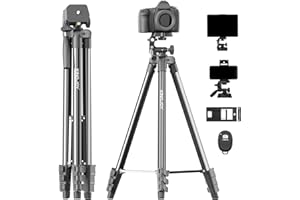 KINGJOY 71'' Camera Tripod Compatible with Canon Nikon Phone Tripod Stand with Universal Tablet Phone Holder Remote Shutter and Carry Bag Max Load 6.6LB