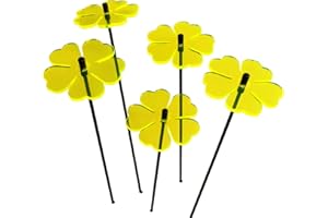 SUN CATCHER GARDEN DECOR Sun Catcher Ornements de Jardin Fleur Double 5 Piquets Décoratifs 25cm de Haut Accessoire de Jardinage Cadeau pour Les Jardiniers Bouquet, Colour:Fluorescent Yellow