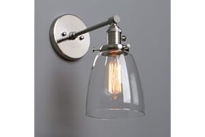 Phansthy Vintage Style Wall Lights Clear Glass Shade, Edison Industrial Wall Sconce E27 Indoor Light Fixtures Loft Bar Kitchen Lamp Lighting (Brushed)
