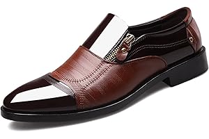 REMXI Zapatos de cuero para hombre con punta puntiaguda, mocasines para hombre, zapatos casuales de cuero