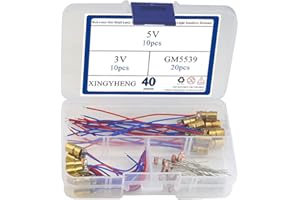 BGTXINGI GM5539 Lot de 20 mini diodes laser rouge laser tête de module de diode WL 650 nm 6 mm 5 V 5 mW et 3 V 5 mW avec 20 pièces 5 mm