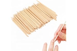 Sun&Beam Nails Pomarańczowe drewniane patyczki – popychacz do skórek do pielęgnacji paznokci, manicure, pedicure, usuwania i czyszczenia lakieru żelowego, 100 szt