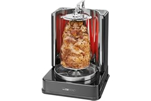 ‎CLATRONIC Clatronic® Döner-Vertikal-Multigrill | Multigrill Perfekt für Gyros, Kebab & mehr | Gyrosgrill für Fettfreies Grillen zuhause | Dönergrill Inkl. Drehspieß & 6 Fleischspieße | DVG 3686
