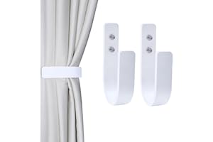 OCIOLI 2 Alzapaños de Madera en Forma de U, Ganchos de Cortina, Soporte de Montaje en Pared para Cortinas (Blanco)