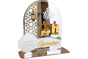 LEEWENYAN Ramadan Decorations for Home Ramadan Advent Calendar, Acrylic Eid Kareem Countdown, Ramadan Mubarak Advent Calendar, Eid Countdown Calendar Ramadan Gifts for Islamic Muslim Al-Fitr Party Supplies