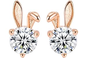 MASHAOUYO Easter Bunny Earrings For Girls Sparkly Earrings Earrings Synthetic Opal Star Stud Earrings Petite Earrings Women Gift Simple Jewelry Crystal Earrings For Women Cubic Zirconia Stud Earrings