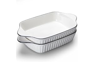 TUYINES Baking Dishes set of 2, 10.5'' Lasagne Dish, Ceramics Rectangular Baking Dishes with Handles,Ceramic Baking Dish, Oven Dish, Lasagna Casserole Pan, Oven Safe & Microwave Safe