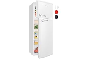 Bomann® Retro Kühlschrank mit Gefrierfach | Energieklasse E | 147cm | 4 Sterne Gefrierfach | Kühl Gefrierkombination leise | 3 Ablagen | 208L Kühlgefrierkombi | DTR 353.1 weiß
