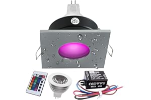 PLANETITALY Spot IP65 Douche sauna environnement humide salle de bain carré LED RGB chromothérapie