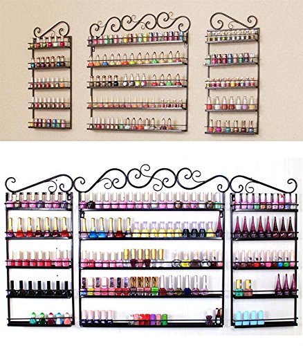Yahee 3 in 1 Nagellack Regal Wandregal Metall Organizer Aromatherapie Aufbewahrung Lippenstiftständer, Schwarz