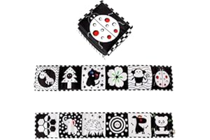 SWYSGS Livre Noir et Blanc Bébé,Livre Tissu Bébé Jouet Educatif Enfant Idée Cadeau Dès la Naissance,Livre Doux Froissé Livre pour Bébé Recto-Verso pour Lit Bébé Landau 0 3 6 9 12 Mois