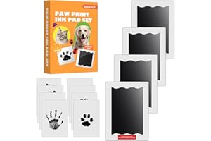 Nabance 4pcs impronta mani e piedi neonati, Kit Impronta Cane Con 8 Carte Scheda di Stampa Bianca Non Tossici Sicuri Adatto per gli animali domestici, Regalo Battesimo Bimbo