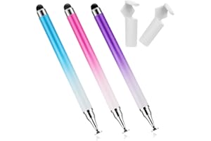 JIEYAO 3 penne stilo per touch screen, in gel di silicone ad alta sensibilità, penna stilo 2 in 1, compatibile con smartphone e tablet, tutti i dispositivi touchscreen universali (blu, rosa, viola)