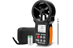 Digitales Anemometer Barometer Handheld Windmesser, WapoRich RQ-100WM Windgeschwindigkeitsmesser Measure Luftfeuchtigkeit/Höhe/Barometrischer/Windchill/Lufttemperatur für Segeln Windsurfen HAVC