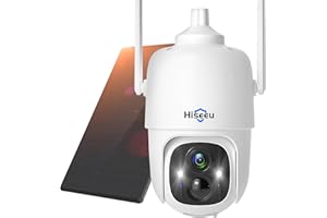 Hiseeu Solar Security Camera Outdoor Wireless 2K 360 Solar Powered PTZ Security Camera Outdoor with Color Night Vision,Rechargeable Battery,PIR Detection, Human Detection Instant Alarm 2-Way Audio