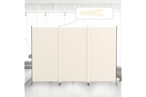 Kokorona 3 Panel Room Divider, 6FT Tall Folding Privacy Screen Wall Dividers, Portable Privacy Screen Freestanding Room Divider for Room Separation, Included - Cover Strips, Beige, 260cm Lx 180cm W