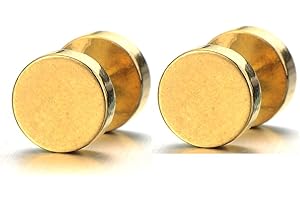 COOLSTEELANDBEYOND Cercle Or Boucles d'oreilles Homme Femmes - Bouchon d'oreille Faux - Jauge d'oreille Faux Cheater Fake Acier 1 Paire