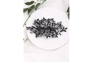 Anglacesmade Bridal Black Crystal Hair Comb Marquise Crystal Back Comb Wedding Hair Accessories for Women and Girls (Black)
